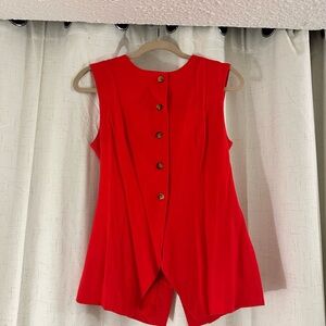 Peppermayo Red Sleeveless Button Front Vest Top – Tailored Fit